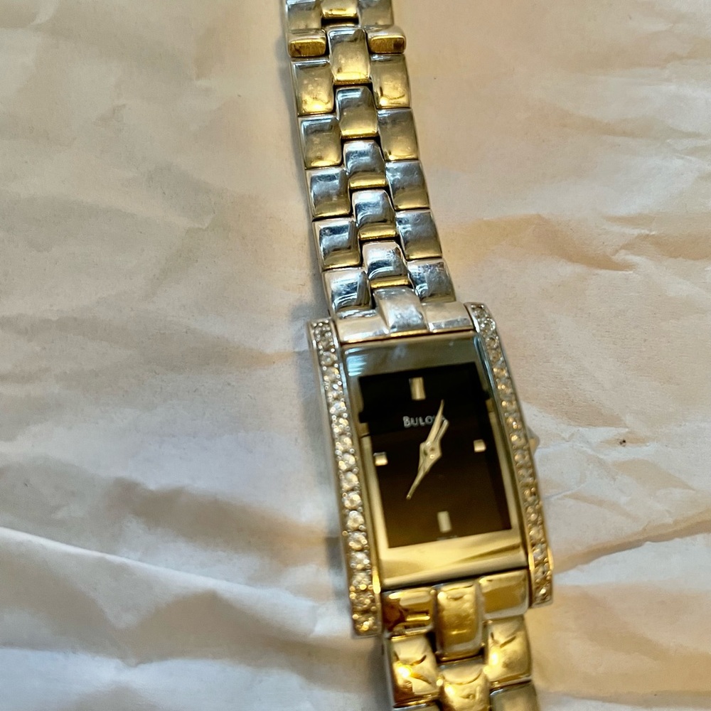 Bulova silver rhinestone watch